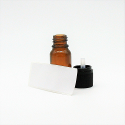 flacon vide verre ambré (10 ml) +  bouchon + 1 étiquette